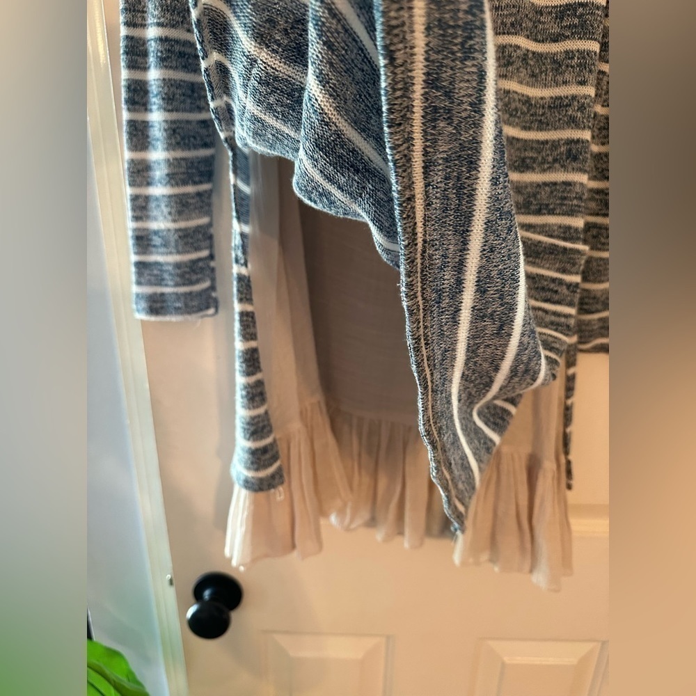 ALTARD STATE BLUE AND KHAKI STRIPED DRESS WITH SLIP - Size Small SKU:215 - Picture 2 of 8